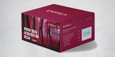 Das Bild zeigt ein MockUp einer Verpackung von Envola