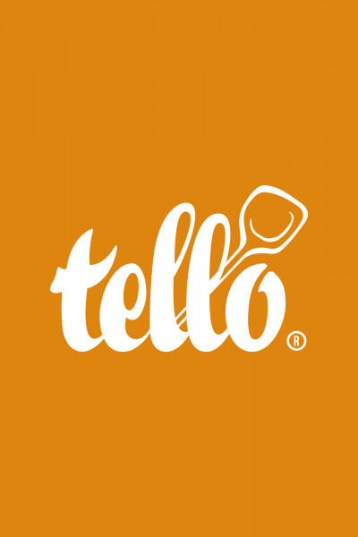 Grafik mit dem weißen tellofix-Logo auf orangefarbenem Hintergrund