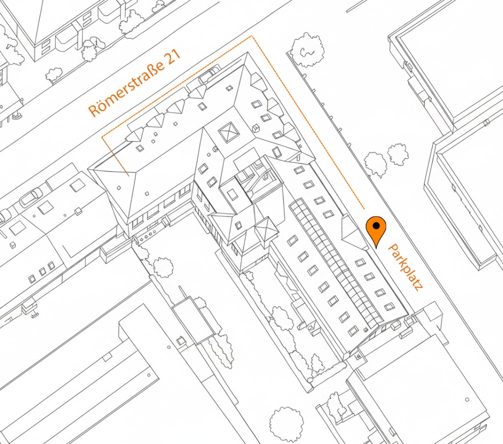 Lageplan Römerstraße 21 mit Kundenparkplatz